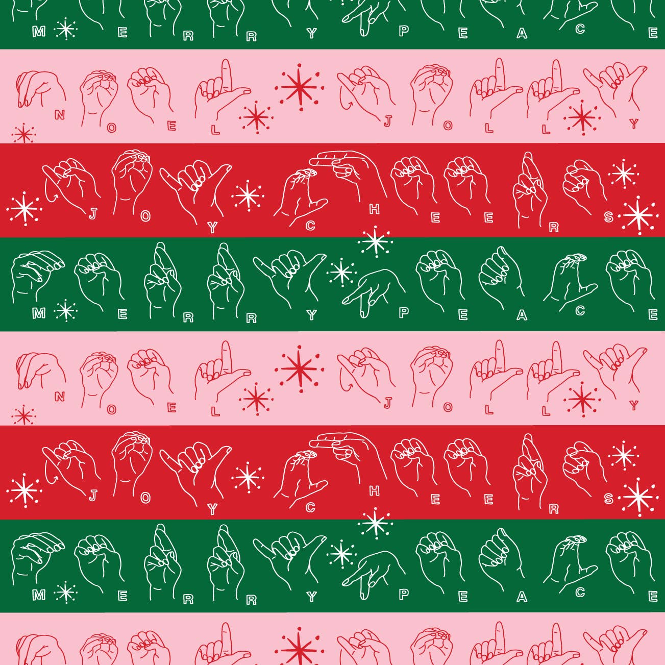 “Signs of the Season ASL (American Sign Language) Gift Wrap Paper