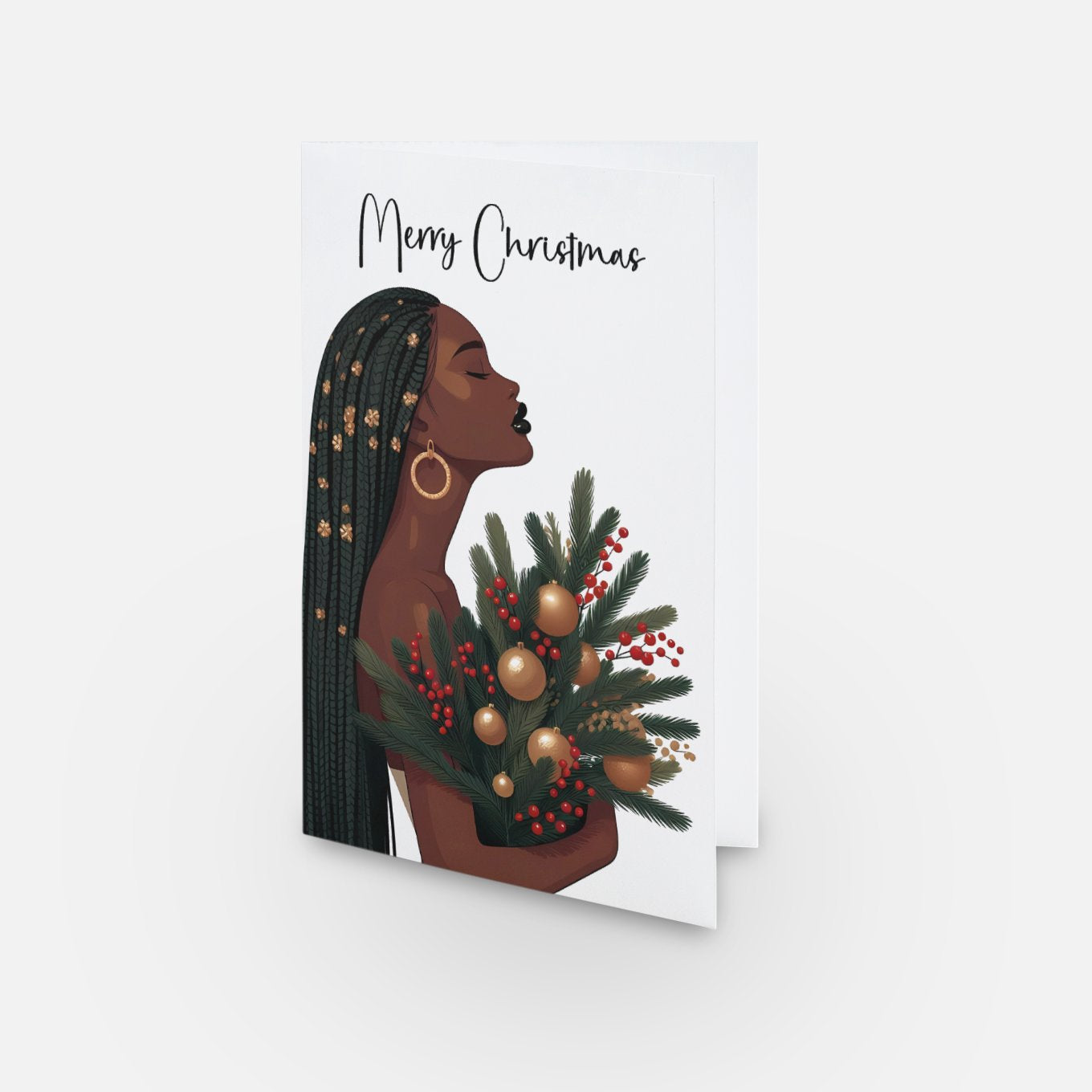 “Ebony Blooms”, Afrocentric Christmas Greeting Cards