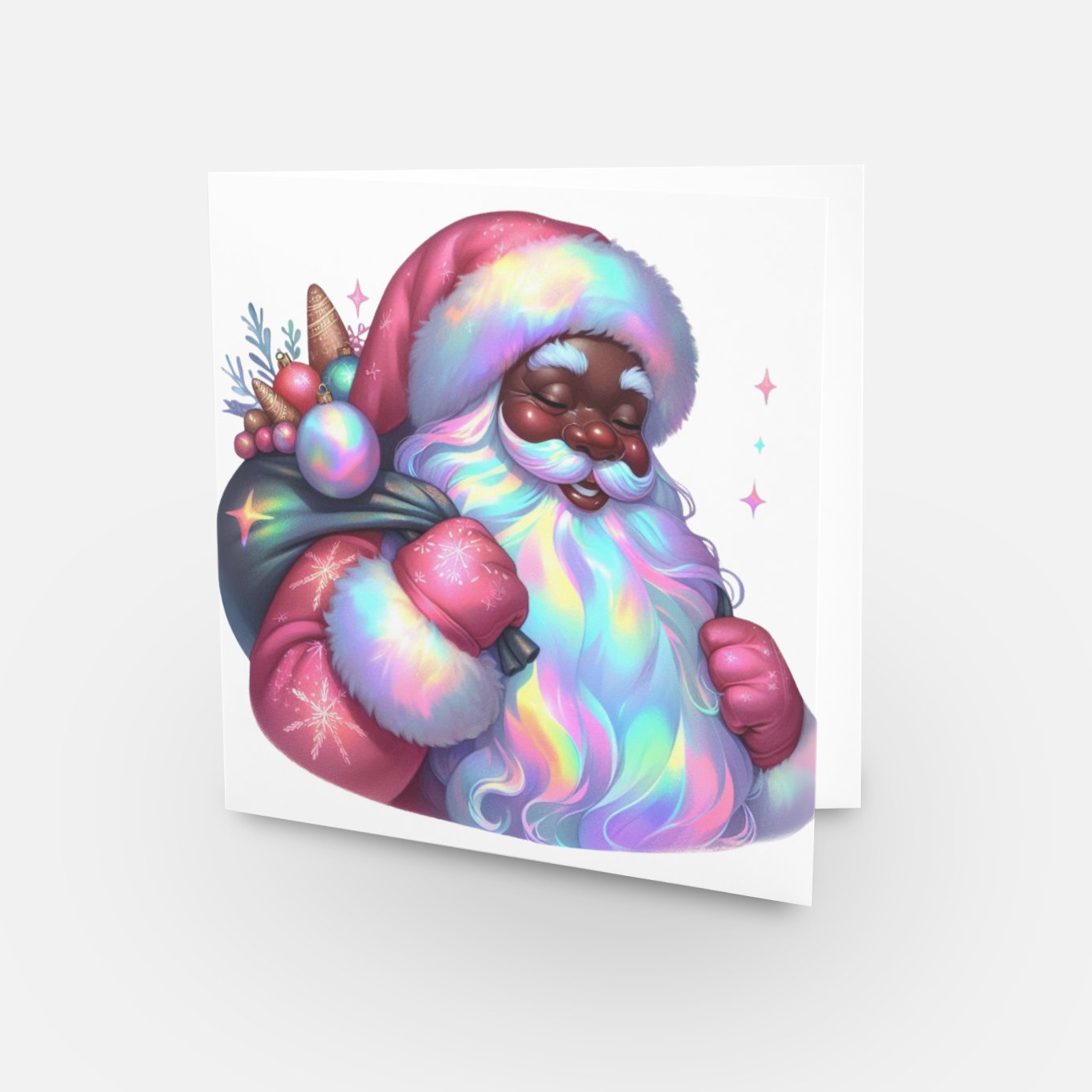 “Holiday Glow-Up”, Afrocentric Christmas Greeting Card