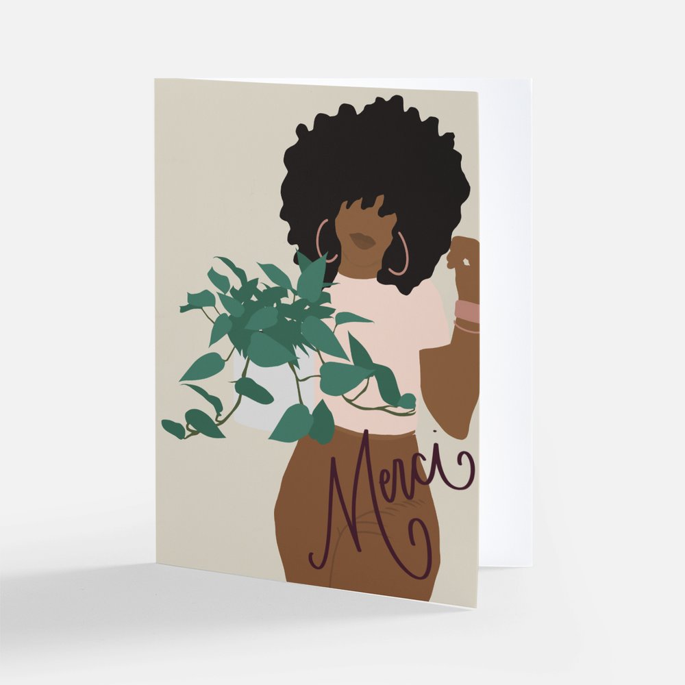 "Plant Mom" Black Thank You Greeting Card Set