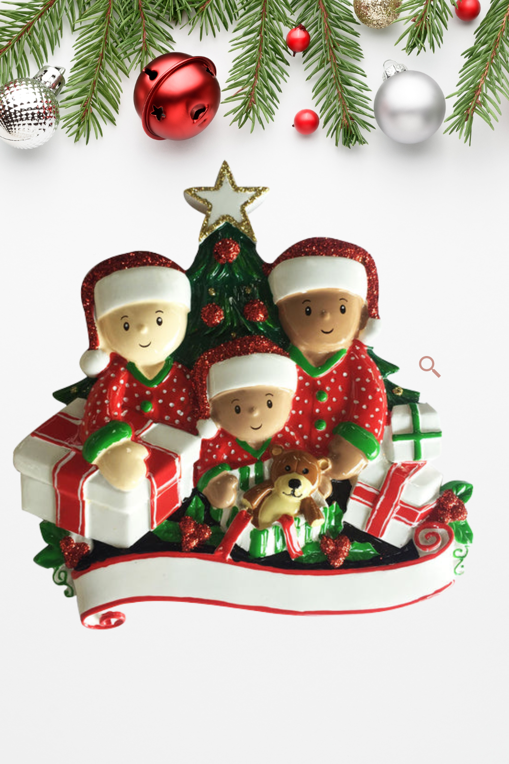 “Best Gift of All”, Multiracial Family of Three Christmas Ornament