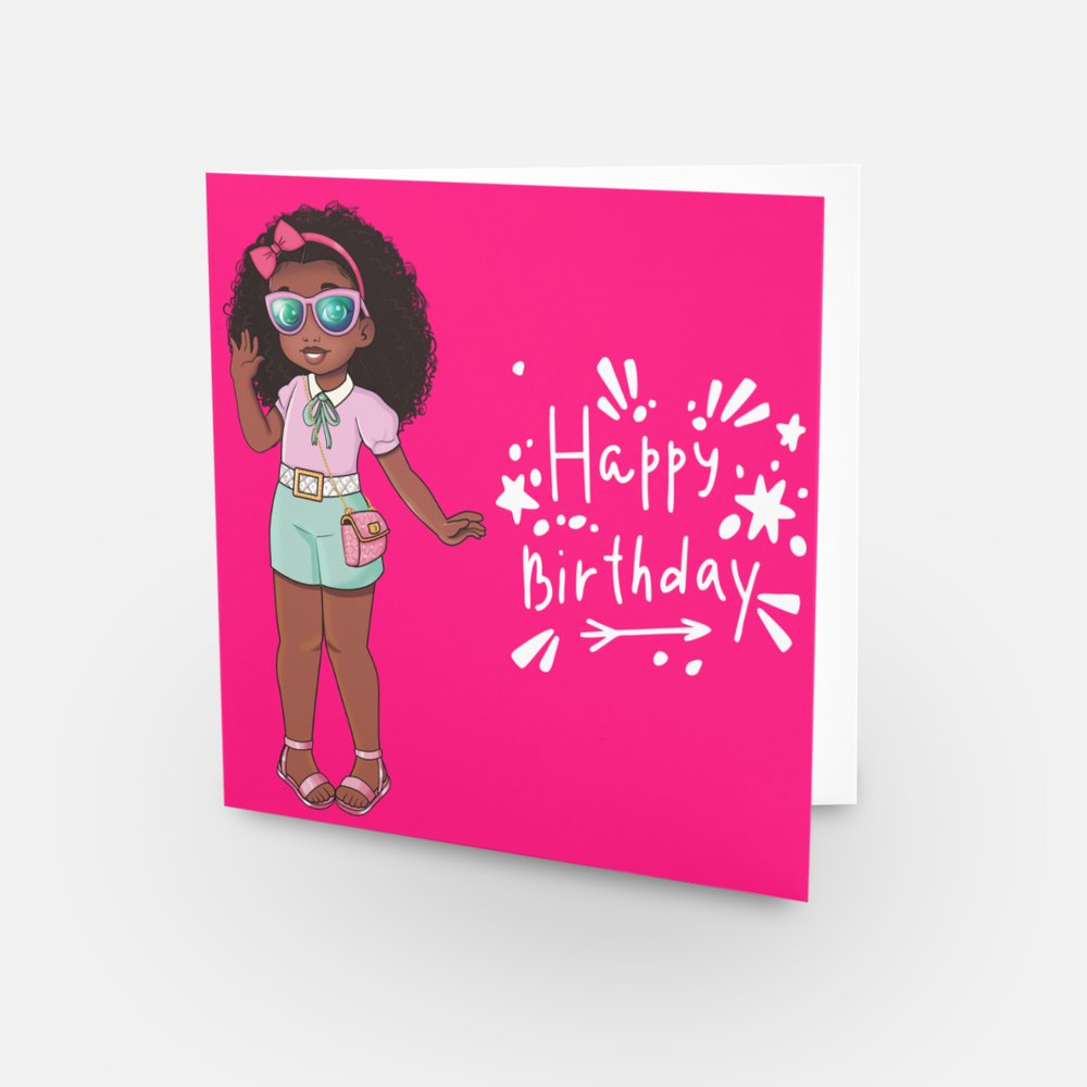 "Sunshine" Black Children Birthday Greeting Card