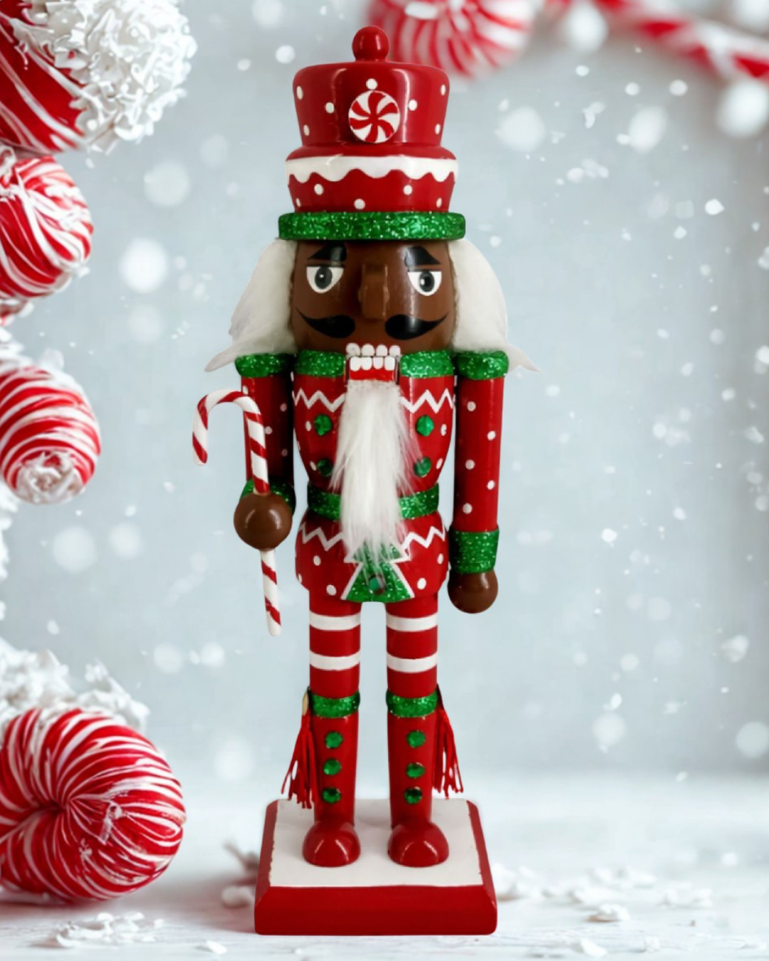 10 inch, “Sir Peppermint” Black Nutcracker