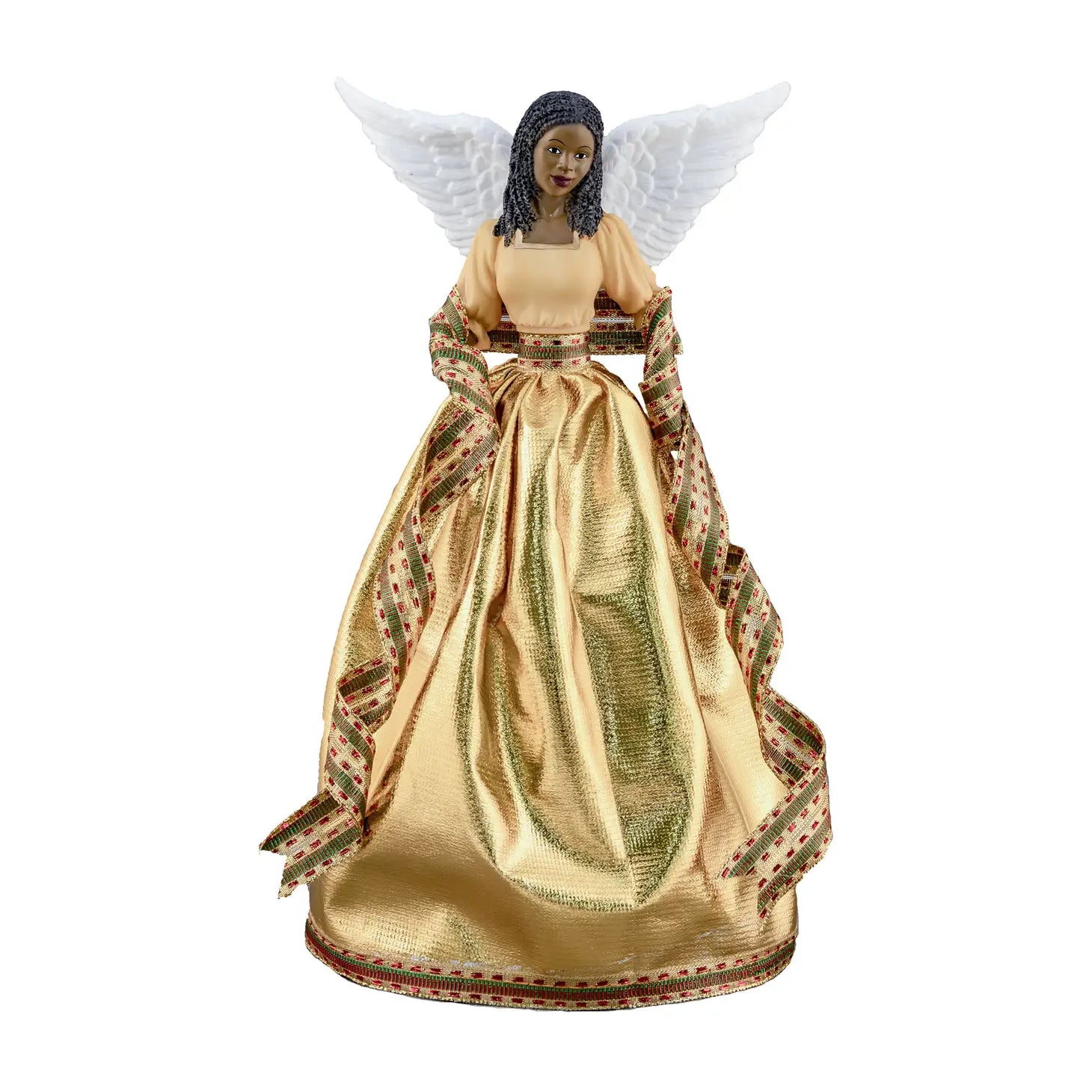Golden Radiance” 12 Inch Black Angel Treetopper – Colorful Celebrations