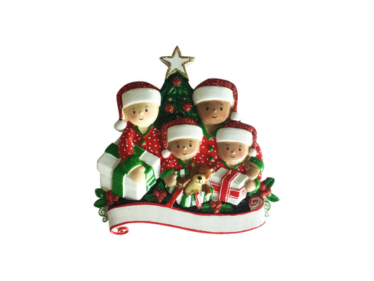 “Best Gift of All”, Multiracial Family of Four Christmas Ornament
