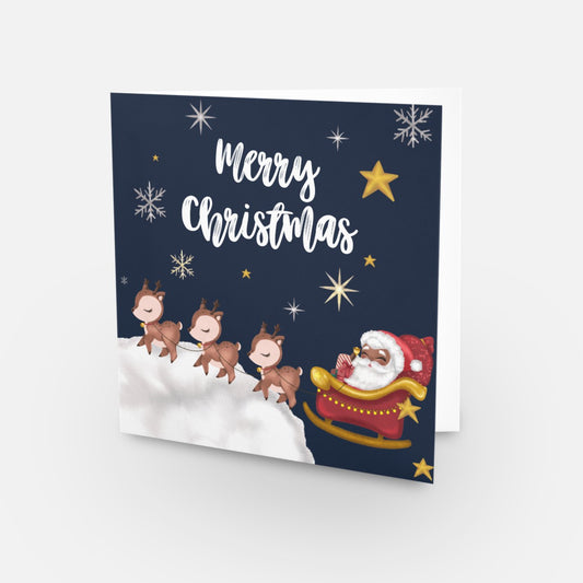 “Sleigh Bells Ring”, Black Christmas Greeting Card