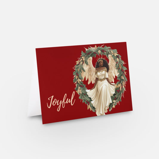 "Celestial Joy", Black Christmas Greeting Card