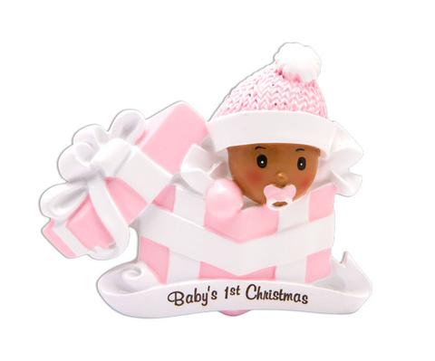 "Pink Baby's First" Black Christmas Ornament