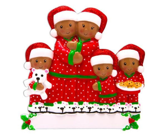 "The Night Before Christmas"Family of Five Black Christmas Ornament