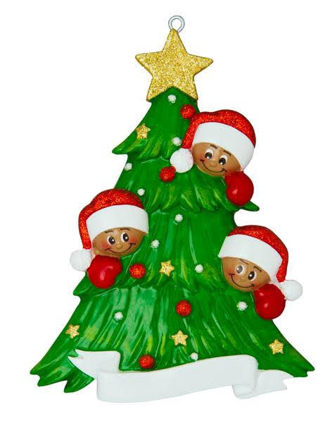 " Oh, Christmas Tree" Family of Three Black Christmas Ornament