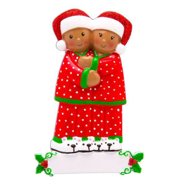 "The Night Before Christmas" Family of Two Black Christmas Ornament in