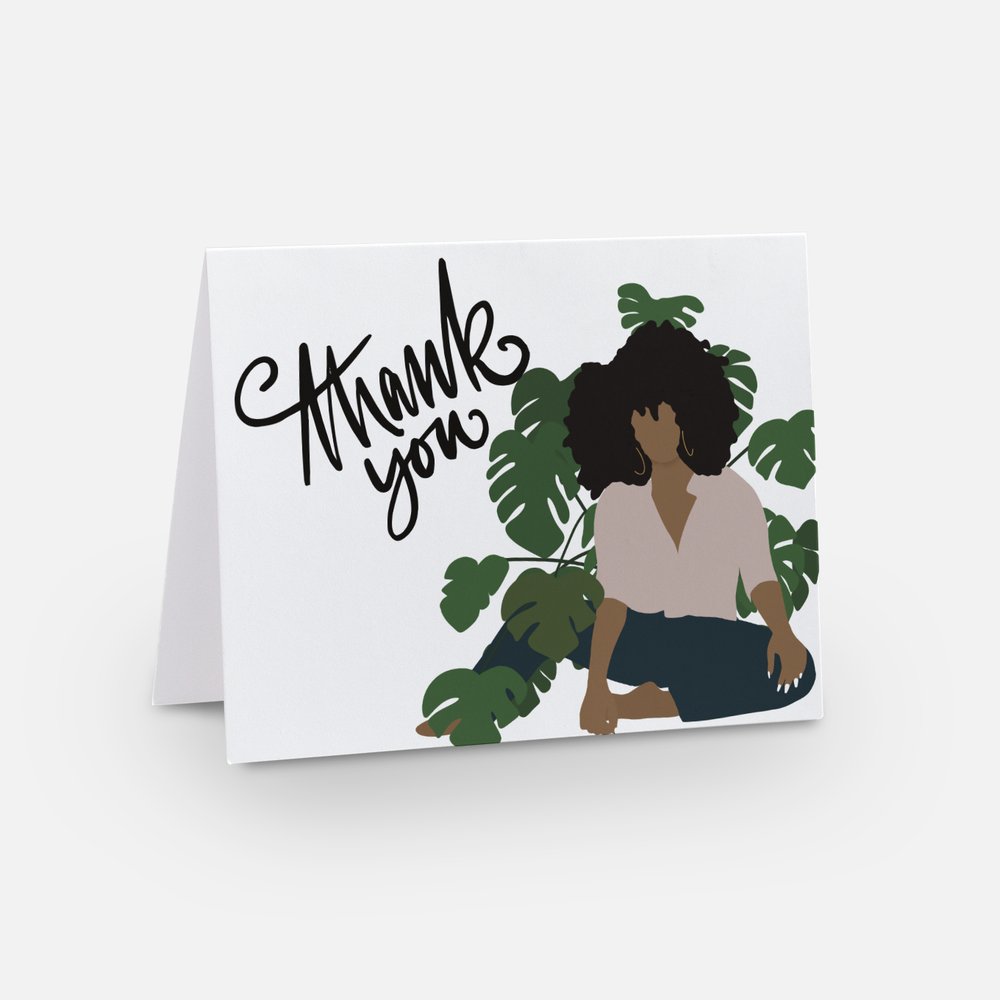 "Plant Mom"  Black Thank You Greeting Card Set