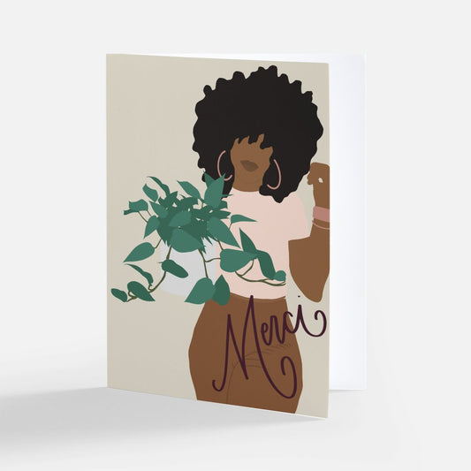 "Plant Mom"  Black Thank You Greeting Card Set