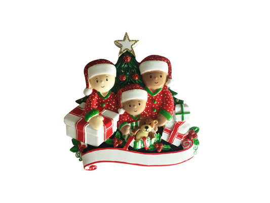 “Best Gift of All”, Multiracial Family of Three Christmas Ornament