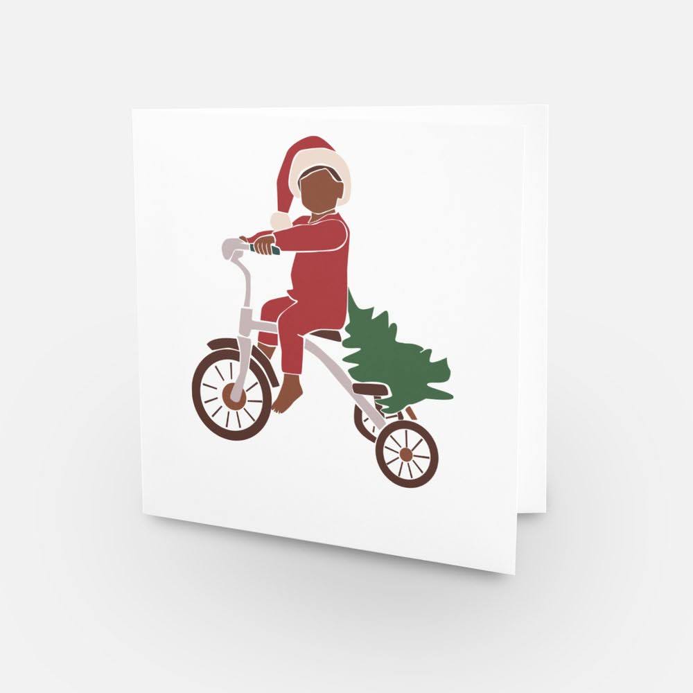 "Little Spruce" Black Christmas Greeting Card