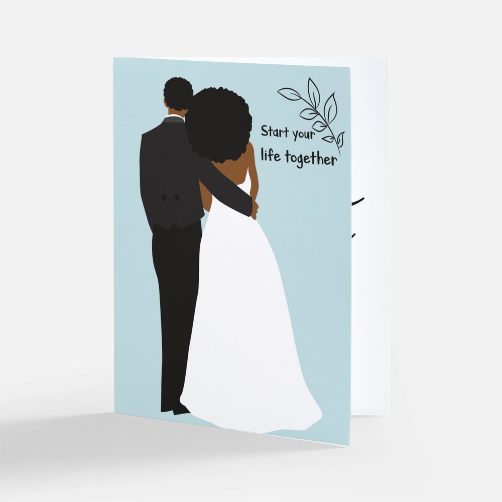 "Spend A Life With You" Black Wedding Greeting Card